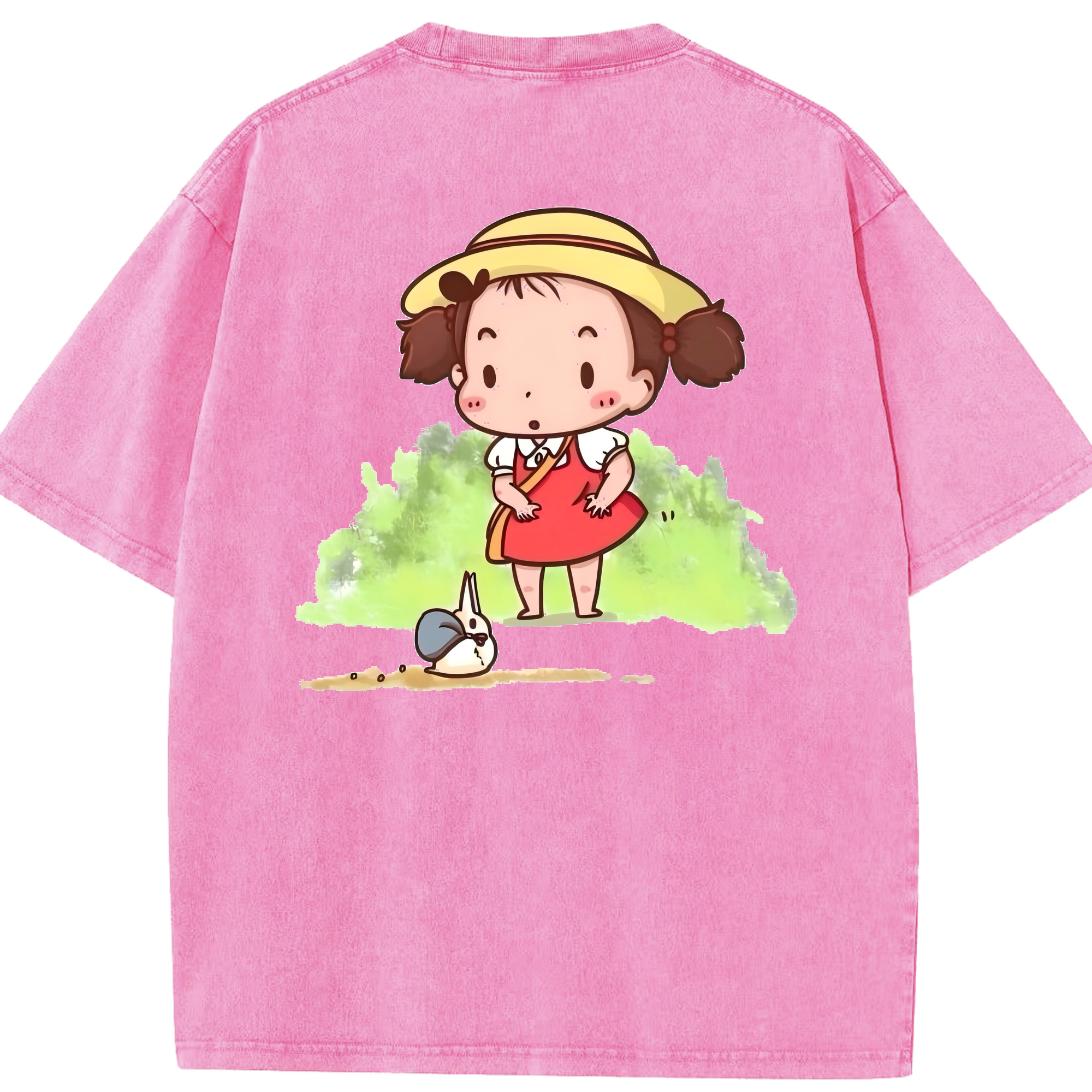（画像用） となりのトトロ 草壁メイ 草壁サツキ My Neighbor Totoro Satsuki Kusakabe Mei Kusakabe 綿100% ヴィンテージ風 半袖Tシャツ（背面プリント）